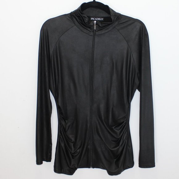 PICADILLY Faux Leather Spadex Full Zip - Picture 1 of 5